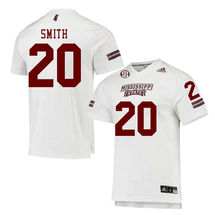 Men #20 Isaac Smith Mississippi State Bulldogs College Football Jerseys Stitched Sale-White